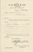 H.S. Rich &amp; Co 1910 Publishers Chicago IL Cleveland Trust Vintage Billhead - $218.92 MXN