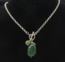 SHUBE 925 Sterling Silver - Vintage Jasper &amp; Turquoise Chain Necklace - NE1978 - $129.63