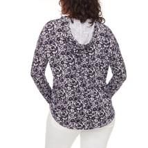 S.C. &amp; Co. Womens Floral Print Top with Hood Size Medium Color Navy Floral - £23.35 GBP