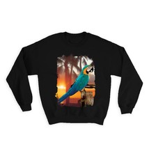 Macaw Sunset Tropical : Gift Sweatshirt Parrot Bird Animal Cute - £23.21 GBP