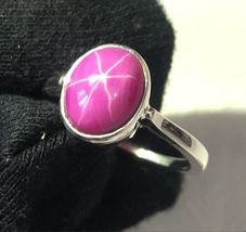 Pink Star Sapphire Ring 925 Sterling Silver Handmade Ring Engagement 6 Rays Ring - £40.57 GBP