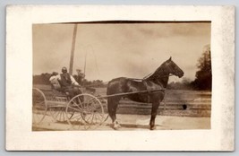 RPPC Older Gentleman in Horse Drawn Carriage Buggy Along Road Postcard B26 - £7.17 GBP
