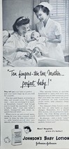 JOHNSON&#39;S BABY LOTION - 1950 Vintage Print Ad - PERFECT BABY - Hospitals... - $232.85 MXN