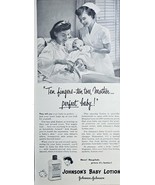 JOHNSON&#39;S BABY LOTION - 1950 Vintage Print Ad - PERFECT BABY - Hospitals... - $232.85 MXN