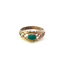 Vintage Signed 925 Sterling Old Art Deco Oval Turquoise Stone Ring Band size 9 - £34.84 GBP
