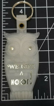 Owl We Give a Hoot Keychain Silver on White Plastic Hornbeck Building Vi... - $12.30