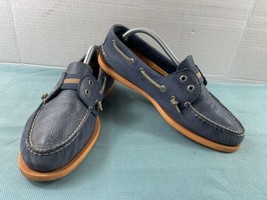 Sperry Top Sider Men Boat Shoes Blue Orange 11M Leather  Slip On Stretch... - $34.47