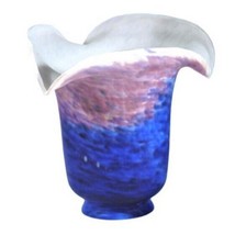 Replacement lamp shade 5.5&quot;W fluted glass blue for light pendants chande... - $41.80