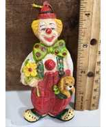 Plastic Clown W/Puppy Ornament Vintage - See Photos &amp; Description - 4” (#5) - $11.50