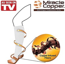 Miracle Copper Compression Socks -White- Large/Extra Large (TWO PACK) - £7.85 GBP