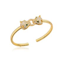 Women's Fashion Leopard Head 18K Real Gold Plated Micro Paved Zircon Bracelet Op - £26.31 GBP