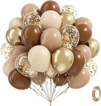60pcs Brown and Gold Balloons for Neutral Bridal Shower, Birthday, Baby ... - $14.08