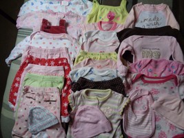 Lot of 27 pieces, girls 0-3 months clothing outfits - $38.61