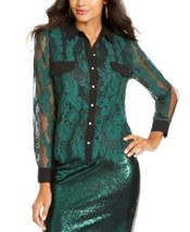 MSRP $80 Thalia Sodi Mixed-Media Button-Up Shirt Size XS - £14.74 GBP