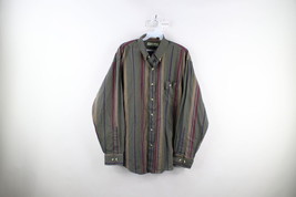 Vintage 90s Streetwear Mens Large Faded Rainbow Striped Color Block Button Shirt - £32.01 GBP