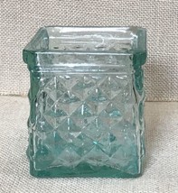 Tinted Green Recycled Glass Diamond Point Block Cube Votive Candle Holder - £15.86 GBP