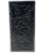 Premium Genuine Leather Floral Tooled Laser Cut Woven Men&#39;s Long Bifold ... - £23.44 GBP