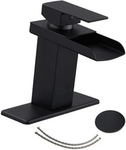 Black Bathroom Faucet Waterfall Matte Sink With Pop Up, Free By Homevacious - £51.95 GBP