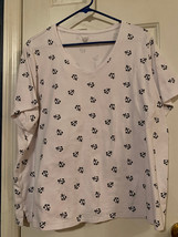 Kim Rogers Perfectly Soft Ladies Size 3X White w/ Anchor Short Sleeve V-Neck Top - £3.92 GBP