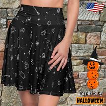 Women's Skater Skirt pattern Halloween Inspiered Clothing Cosplay Black - $39.98+