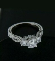 1.50Ct Simulated Diamond 14k White Gold Plated Filigree Vintage Engagement Ring - £79.08 GBP