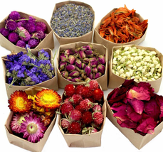 9 Bags Set Dried Flowers Artisan Dried Flower Kit - Candle Making Soap Making - £9.28 GBP
