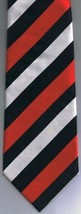 Fabio Fazio Hand Made Necktie Red Black White Stripes 100% Silk - £29.25 GBP