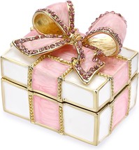 Elldoo Mini Trinket Box, Bow-Knot Gift Box Style Hinged Jewelry Box, Pink - $33.99