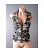 Army Military Camouflage Halter Collars Buckle Pocket Steampunk Top Vest - $54.84 CAD