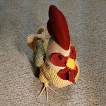 Vtg 14&quot; Standing Red Yellow Rooster Autumn Fall Thanksgiving Home Decor  - £15.61 GBP