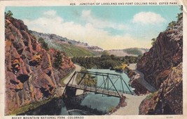 Junction of Loveland &amp; Fort Collins Rd Estes Park Colorado CO 1934 Postcard D15 - £2.35 GBP