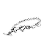 PANDORA Jewelry Knotted Heart T-Bar Sterling Silver Bracelet - £359.31 GBP