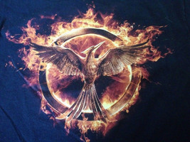 Catching Fire Hunger Games Black Gildan Heavy 100% Cotton T-Shirt S 34&quot; - £15.17 GBP