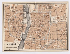 1905 Antique City Map Of Angers / Anjou / MAINE-ET-LOIRE / France - £16.79 GBP
