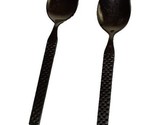 2 Dinner Spoons Checkers Checker Board Pattern Stainless Korea Unbranded - $5.00