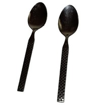 2 Dinner Spoons Checkers Checker Board Pattern Stainless Korea Unbranded - £3.93 GBP