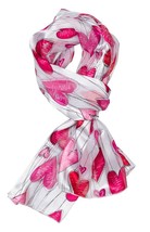 Plum Feathers Valentine&#39;s Day Hearts Print Satin Scarf (White with Multi... - £11.76 GBP