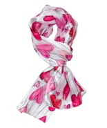 Plum Feathers Valentine&#39;s Day Hearts Print Satin Scarf (White with Multi... - £11.69 GBP