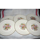 Ambrosia China- Dessert Set- 6 Plates--22 K Trim-USA-1940&#39;s - €36,06 EUR