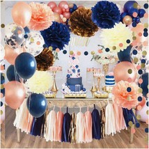 Navy Rose Gold Celebration Kit: Milestone Birthday, Gender Reveal, Bridal Shower - £35.92 GBP