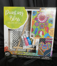 Painting Bliss Deluxe Art Kit With Wooden Tabletop Easel Neon &amp; Metallic... - £15.53 GBP