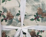 Printed Fabric Tablecloth,60&quot;x84&quot;Oblong, CHRISTMAS PINE CONES &amp; HOLLY BE... - $24.74