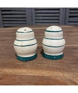 2 Antique Salt &amp; Pepper Shakers Pottery Teal  &amp; White As Is Condition - €8,57 EUR