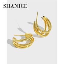 SHANICE New 100% S925 silver hoop earrings INS Geometric Multilayer Circle women - £17.11 GBP