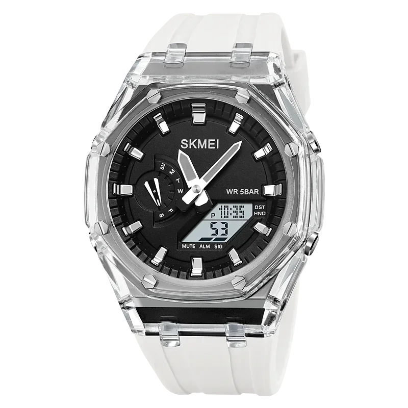 Led Light Electronic Movement Wristwatch 5Alarm Clock 2 Time Digital Wat... - £18.66 GBP