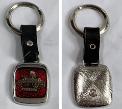 Vintage 1910 Ford Metal Leather Key Ring Fob Holder Red Silver - £15.47 GBP