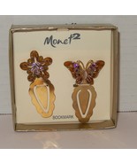 Set of Two (2) MONET 2 metal Bookmarks Unused Gold Purple Star Butterfly - €12,71 EUR