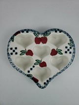 CHAPARRAL STONEWARE HEART SHAPED MUFFIN DISH DECORATED WITH APPLES 6 MUF... - $24.00