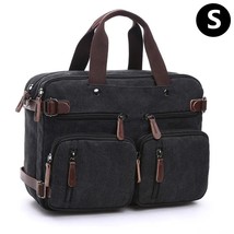 Vintage Men Canvas Bag Leather Briefcase Travel Suitcase Messenger  Tote Handbag - £82.67 GBP