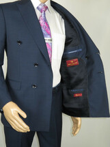 Men Suit BERLUSCONI Turkey Italian Wool 180's Double Breasted UGS94-09 Mid Blue image 6
